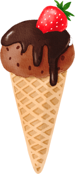 chocolate ice cream cone watercolor painted png