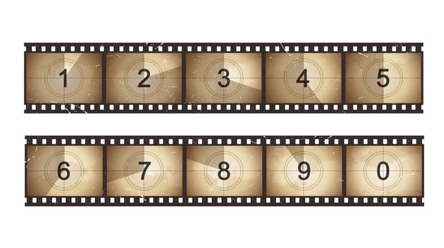 Movie countdown old grunge film strip vector