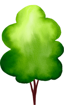 Green tree watercolor painted png