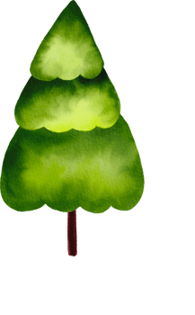Green tree watercolor painted png