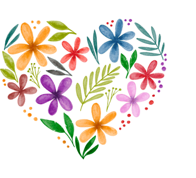 Watercolor Valentines Day floral heart frame with colorful flower png