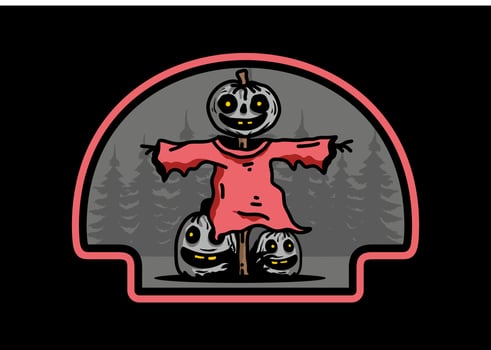 Scary halloween pumpkin illustration design vector
