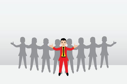 Businessman with creative ideas. Vector illustration.