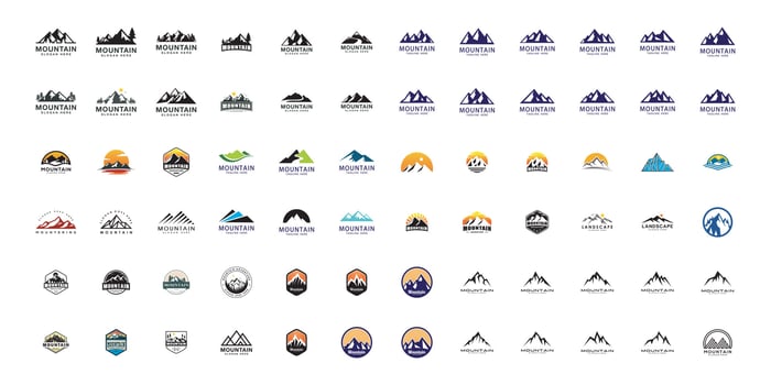 mountains collection logo design vector