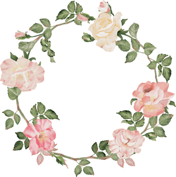 watercolor blooming rose branch flower bouquet wreath frame clipart png