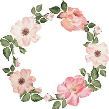 watercolor blooming rose branch flower bouquet wreath frame clipart png