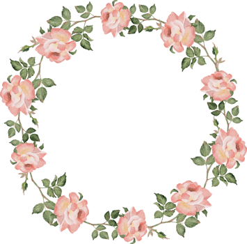 watercolor blooming rose branch flower bouquet wreath frame clipart png