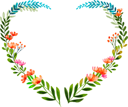 flower heart watercolor painted png