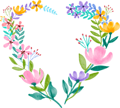 flower heart watercolor painted png