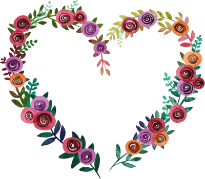flower heart watercolor painted png