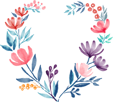 flower heart watercolor painted png