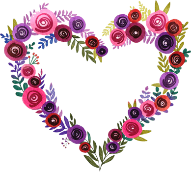 flower heart watercolor painted png