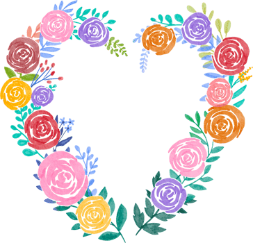 flower heart watercolor painted png