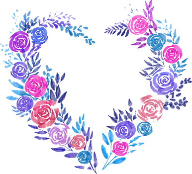flower heart watercolor painted png