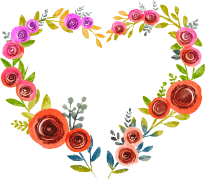 flower heart watercolor painted png