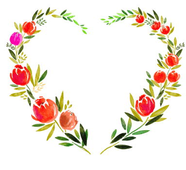 flower heart watercolor painted png