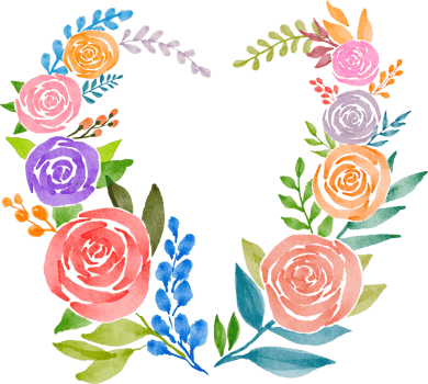 flower heart watercolor painted png