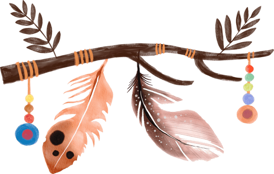 bohemian feather watercolor painted png