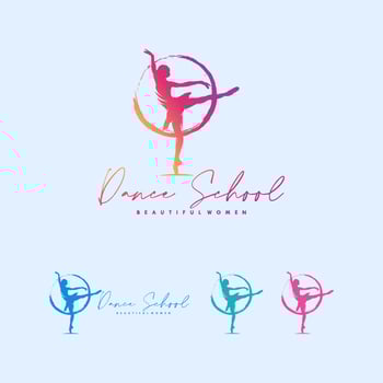 Modern dance school logo design vector