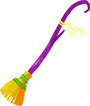 witch broom watercolor png