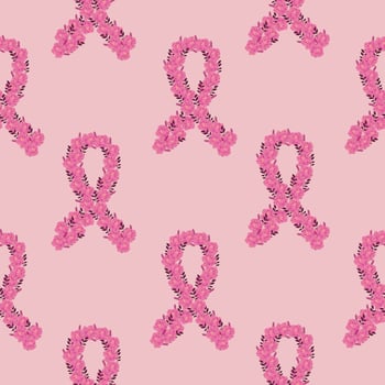 Breast cancer awareness ribbon seamless pattern vector
