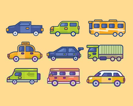 Colorful Cars Icon Set vector