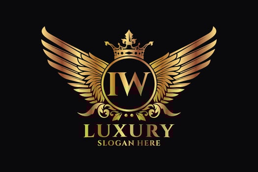 Luxury royal wing Letter IW crest Gold color Logo vector, Victory logo, crest logo, wing logo, vector logo template.