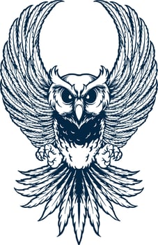 Cannabis Owl Wing Silhouette Logo vector