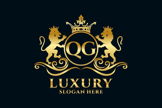 Initial QG Letter Lion Royal Luxury Logo template in vector art for luxurious branding projects and other vector illustration.
