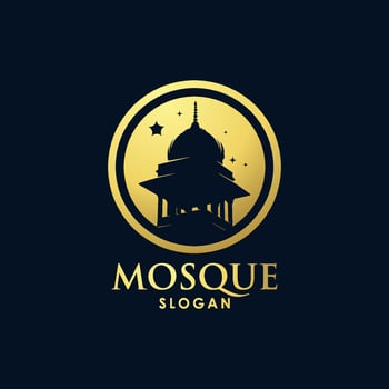 Gold mosque architecture art logo vector