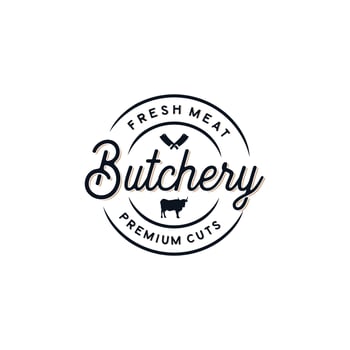 Butcher shop logo vector illustration with white background
