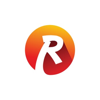 red circle letter r logo design vector