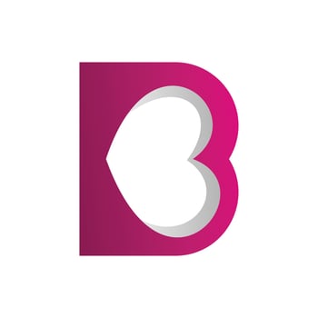 initial b letter love heart color shape logo design vector