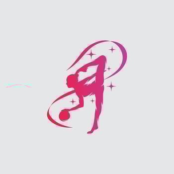Young gymnast woman dance with ribbon logo vector