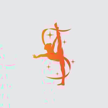 Young gymnast woman dance with ribbon logo vector