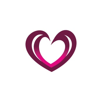 love heart color line logo design vector