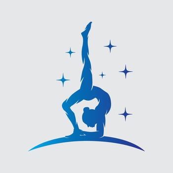 Young gymnast woman dance with ribbon logo vector
