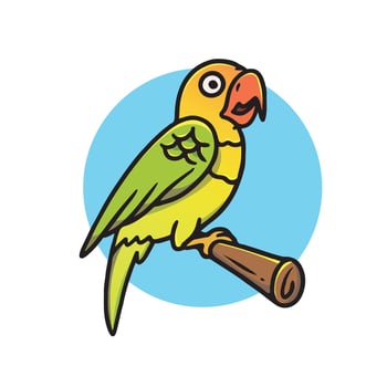 Hand drawn cute colorful lovebird illustration vector