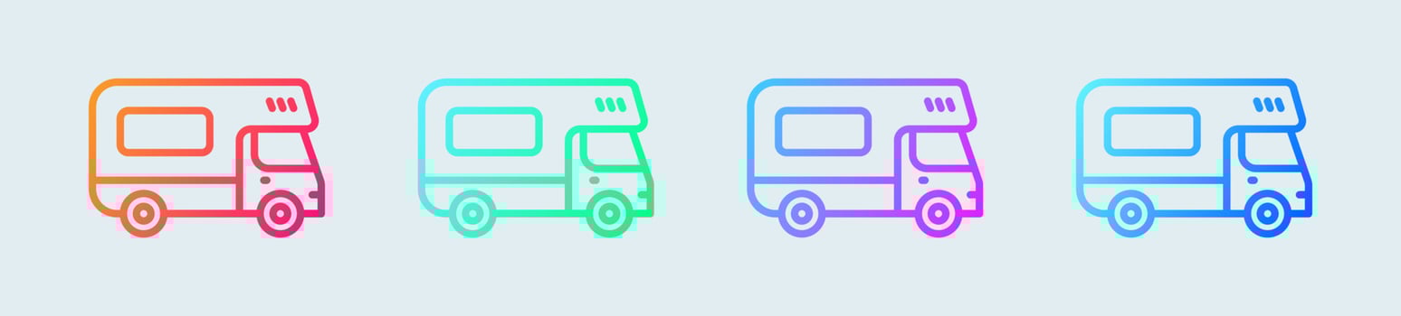 Camper van line icon in gradient colors. Recreational vehicles signs vector illustration.