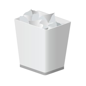 Trash bin or basket with rubbish icon isolated on white background vector