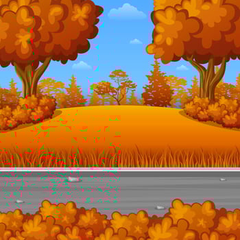 Vector illustration of Autumn landscape with mountains and trees
