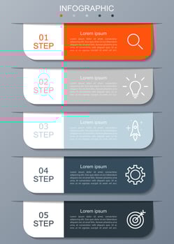 Infographic template with the image of 5 rectangles vector