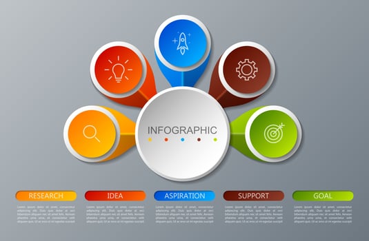 Infographic template with the image of 5 rectangles vector
