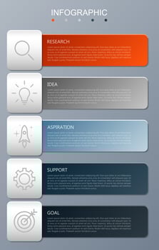 Infographic template with the image of 5 rectangles vector