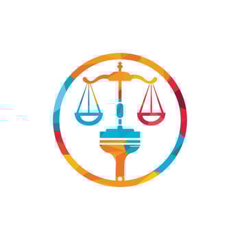 Paint law vector logo concept. Scale with brush icon vector design.