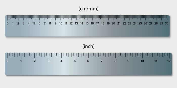 rulers, marked in centimeters and inches . Vector