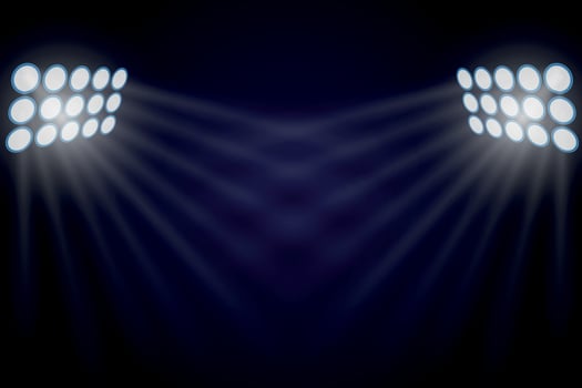 illuminated by searchlights . Vector