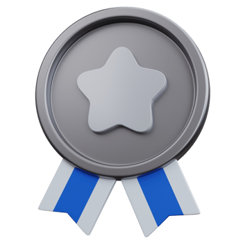 3d rendering silver star medal isolated png