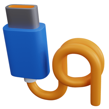 3d rendering cable usb c isolated png