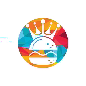 Burger king vector logo design. Burger with crown icon logo concept.